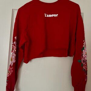 H&M Red Cropped Long Sleeve